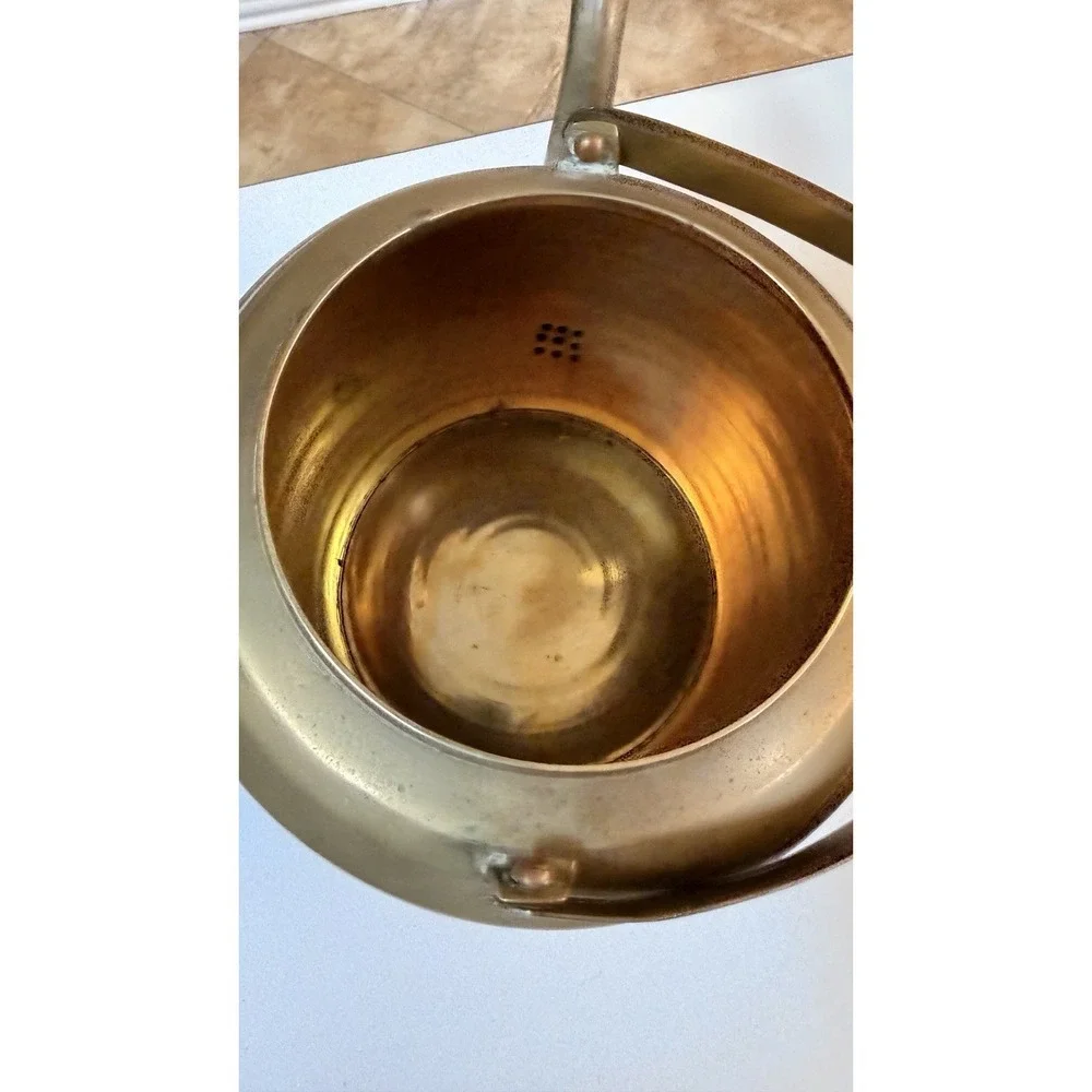 Vintage Brass Tea Kettle Teapot Bail Handle Lid Decorative‎ Rustic MCM